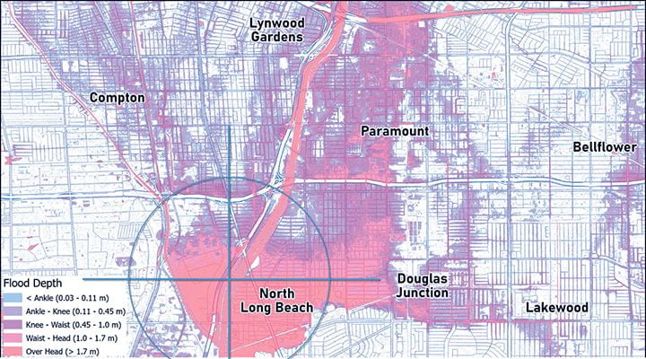 Map of flood risk in Los Angeles neighborhoods