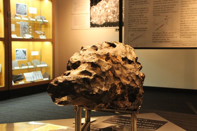 A ~2-foot wide meteorite on display in the UCLA Meteorite Museum
