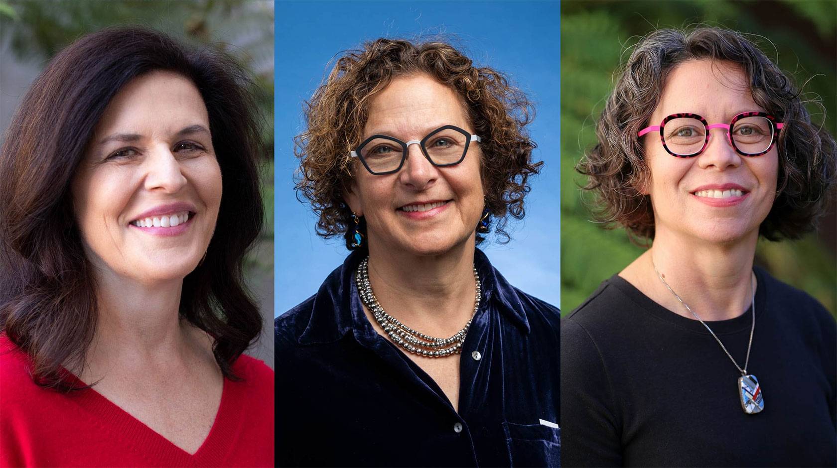 A grid of 3 portrait photos. Each photo shows a woman smiling at the camera.