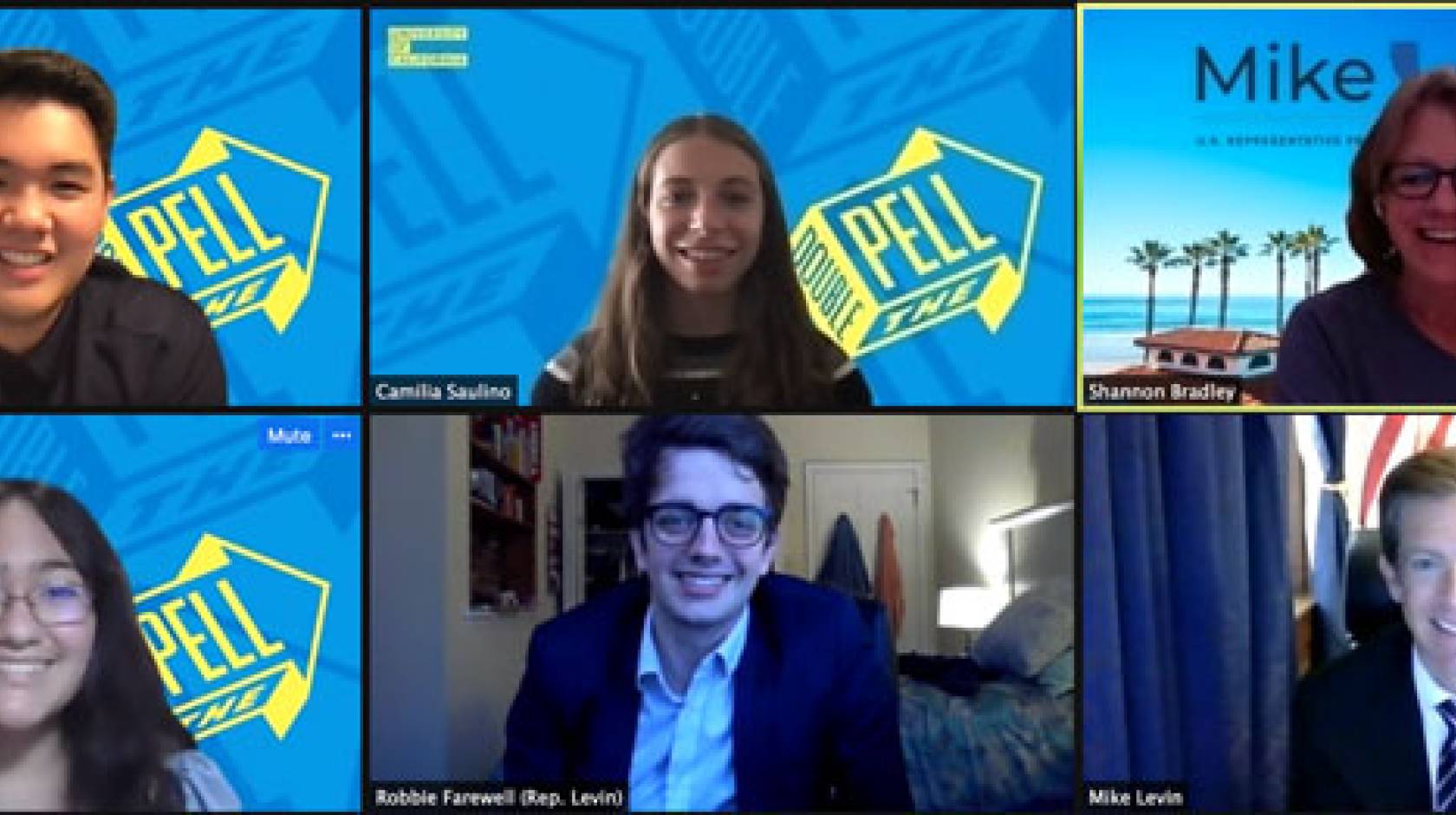 Student advocates on a Zoom call with Rep. Mike Levin