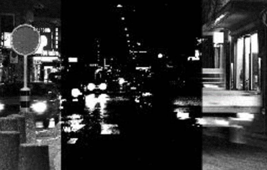 A dim nighttime scene