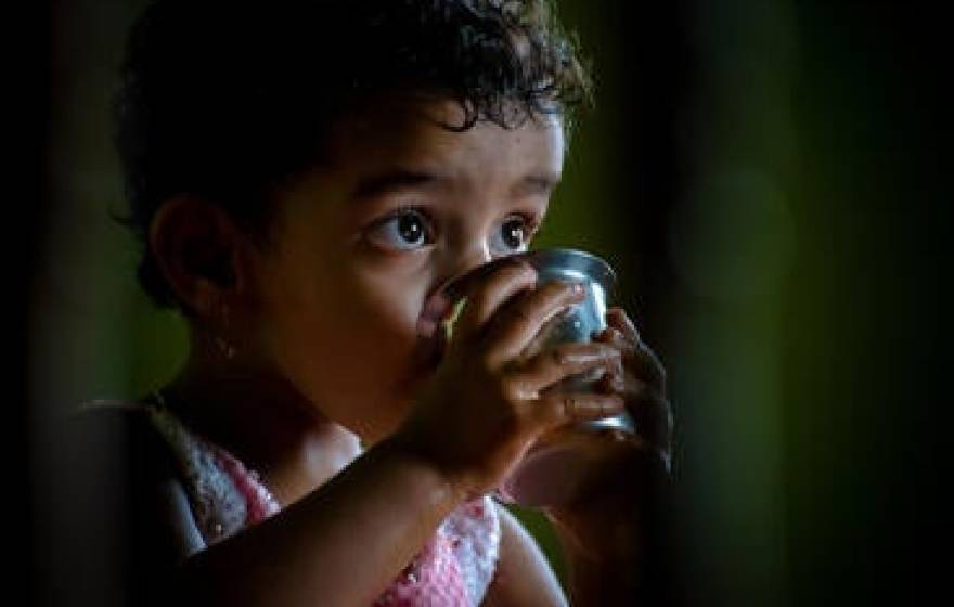 A child drinking water