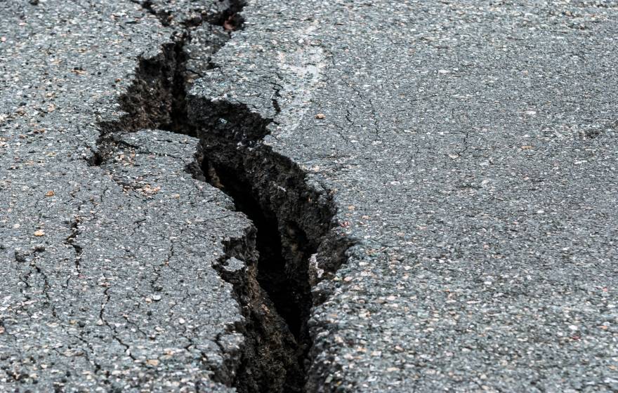 A fracture in asphalt