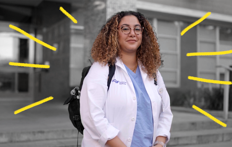 Aminta Kouyate, a UC Prime medical student, smiling outside UCSF