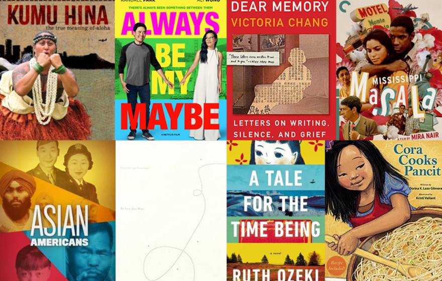 Collage of book covers related to Asian American, Native Hawaiian and Pacific Islander Heritage Month