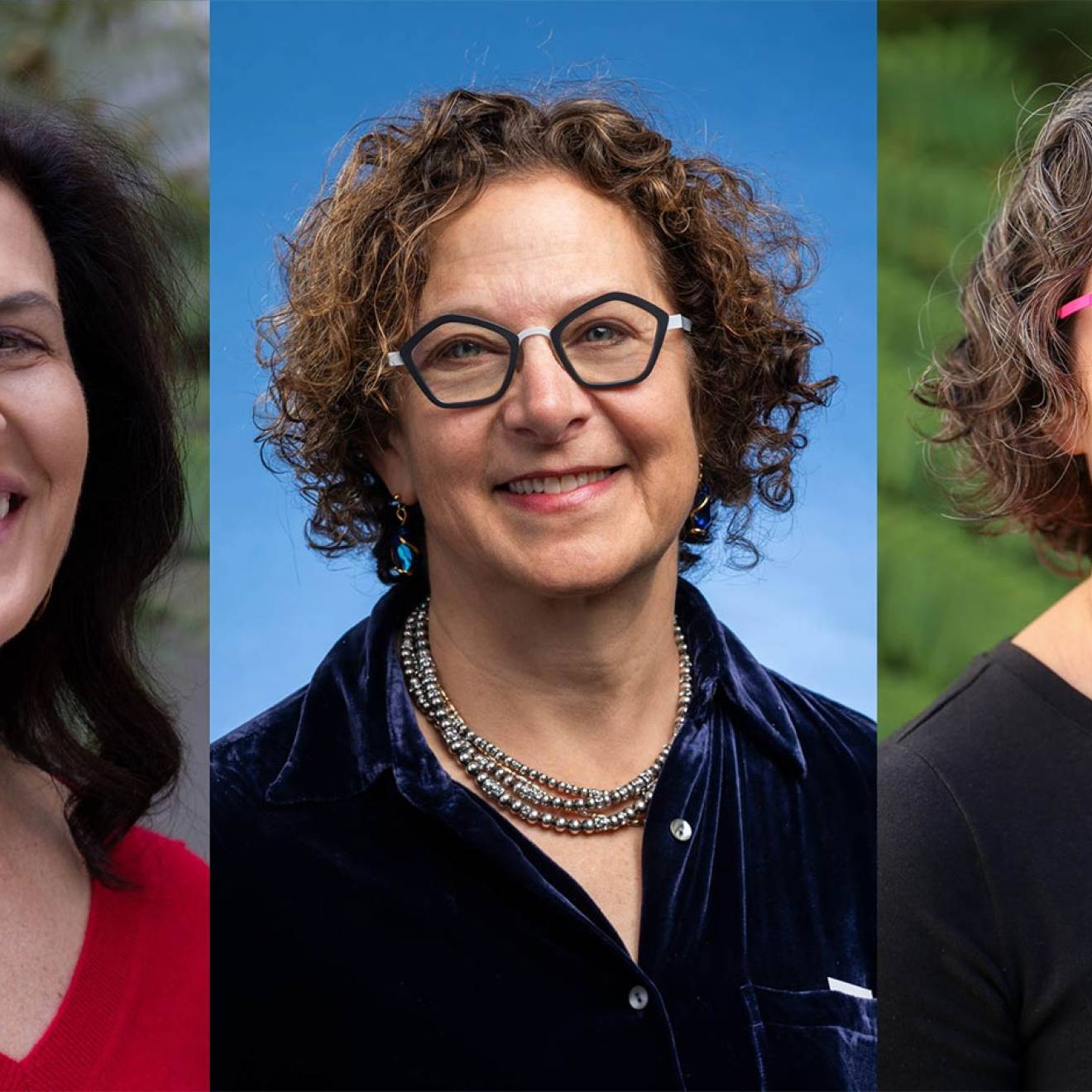 A grid of 3 portrait photos. Each photo shows a woman smiling at the camera.