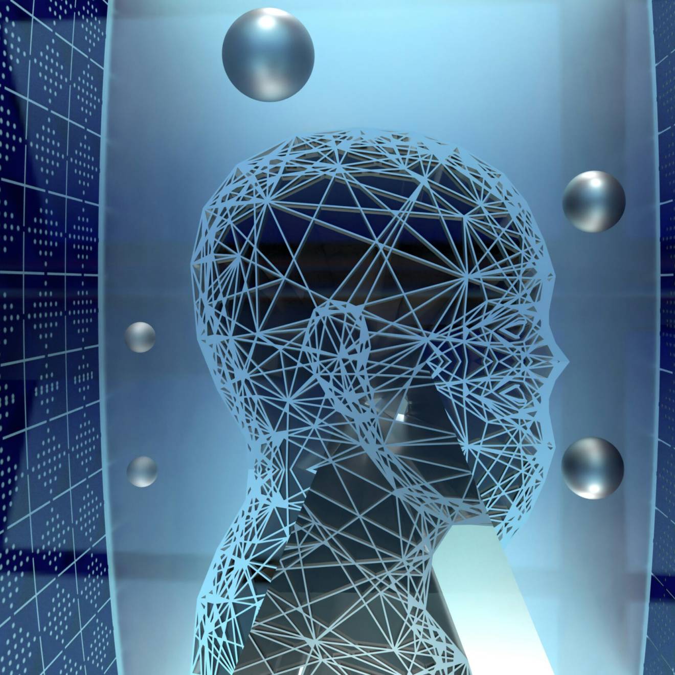 An illustration of a human form in a computer-like setting