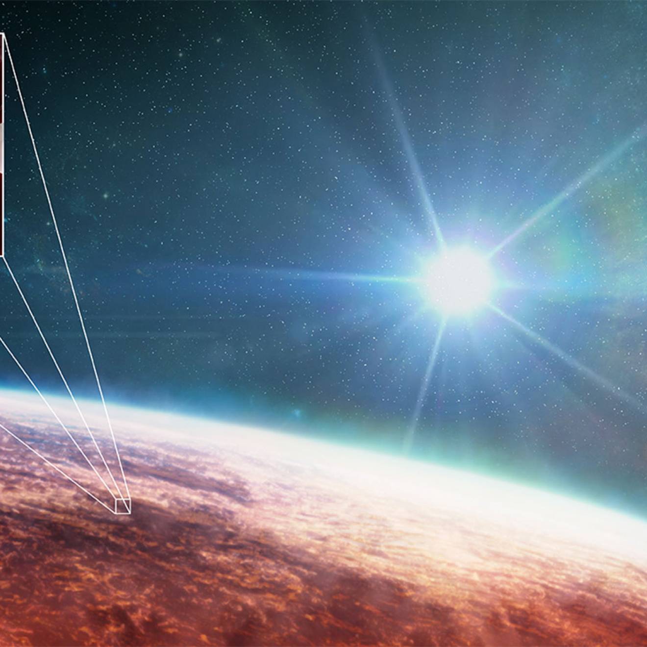 Artist's illustration of WASP-39b and the molecules present in its atmosphere.