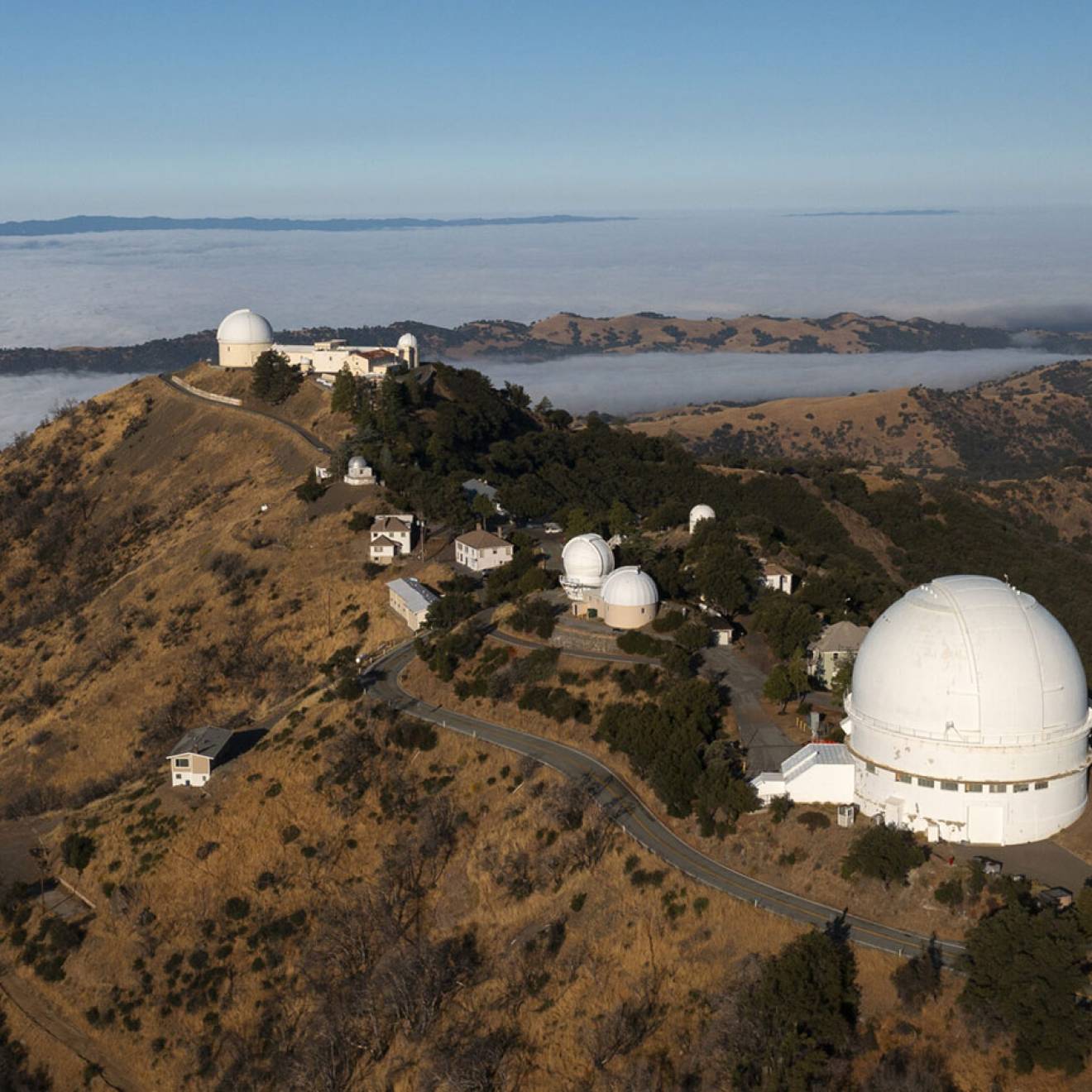 Lick Observatory is located on the summit of Mt. Hamilton in the Diablo Range east of San Jose.